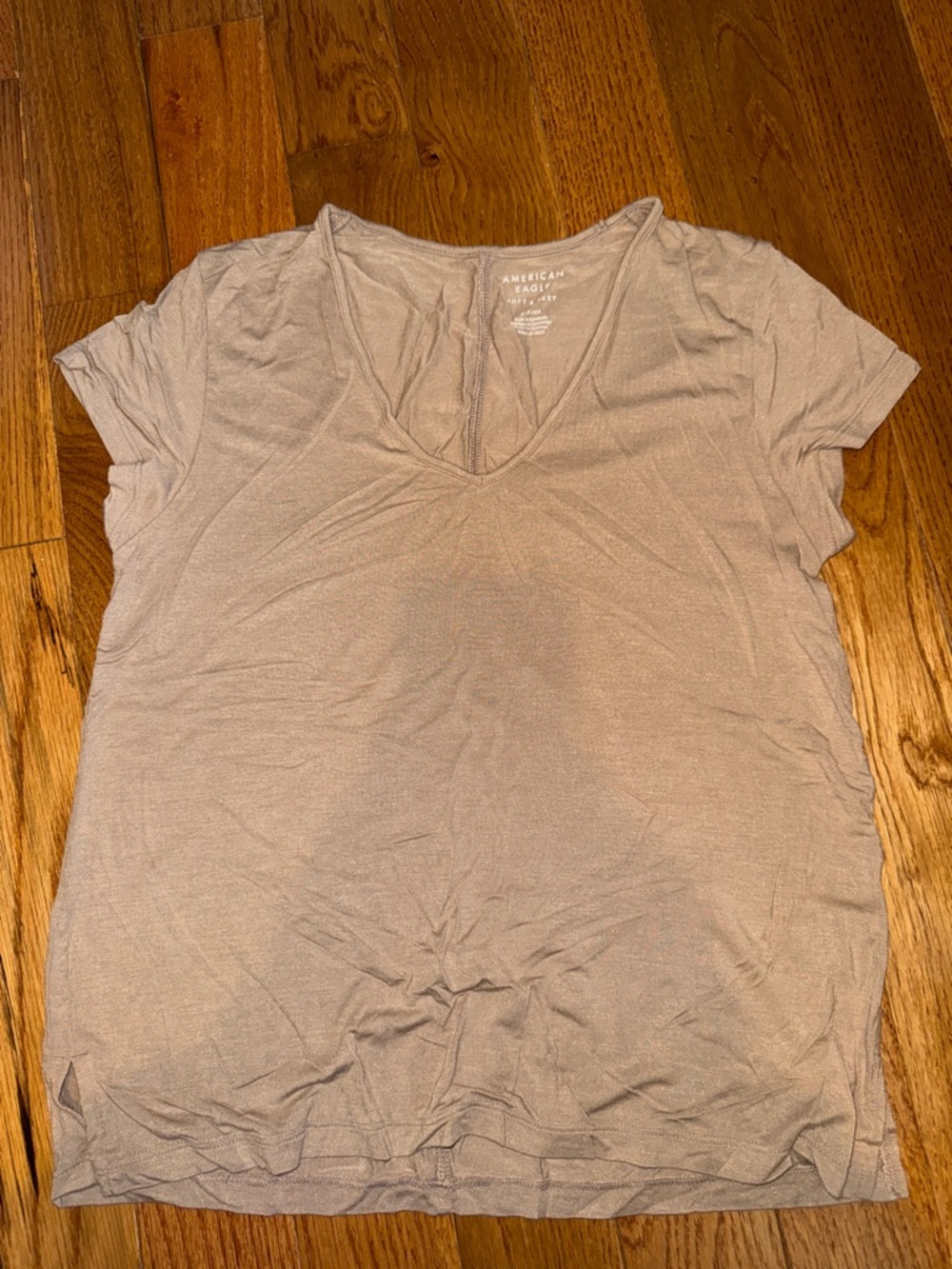 American Eagle Outfitters Taupe V-Neck Short Sleeve Tee - Light Brown